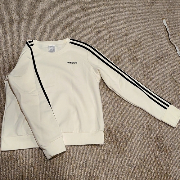 adidas Sweaters - Adidas sweatshirt white with black stripes on skeeves, never worn sz med